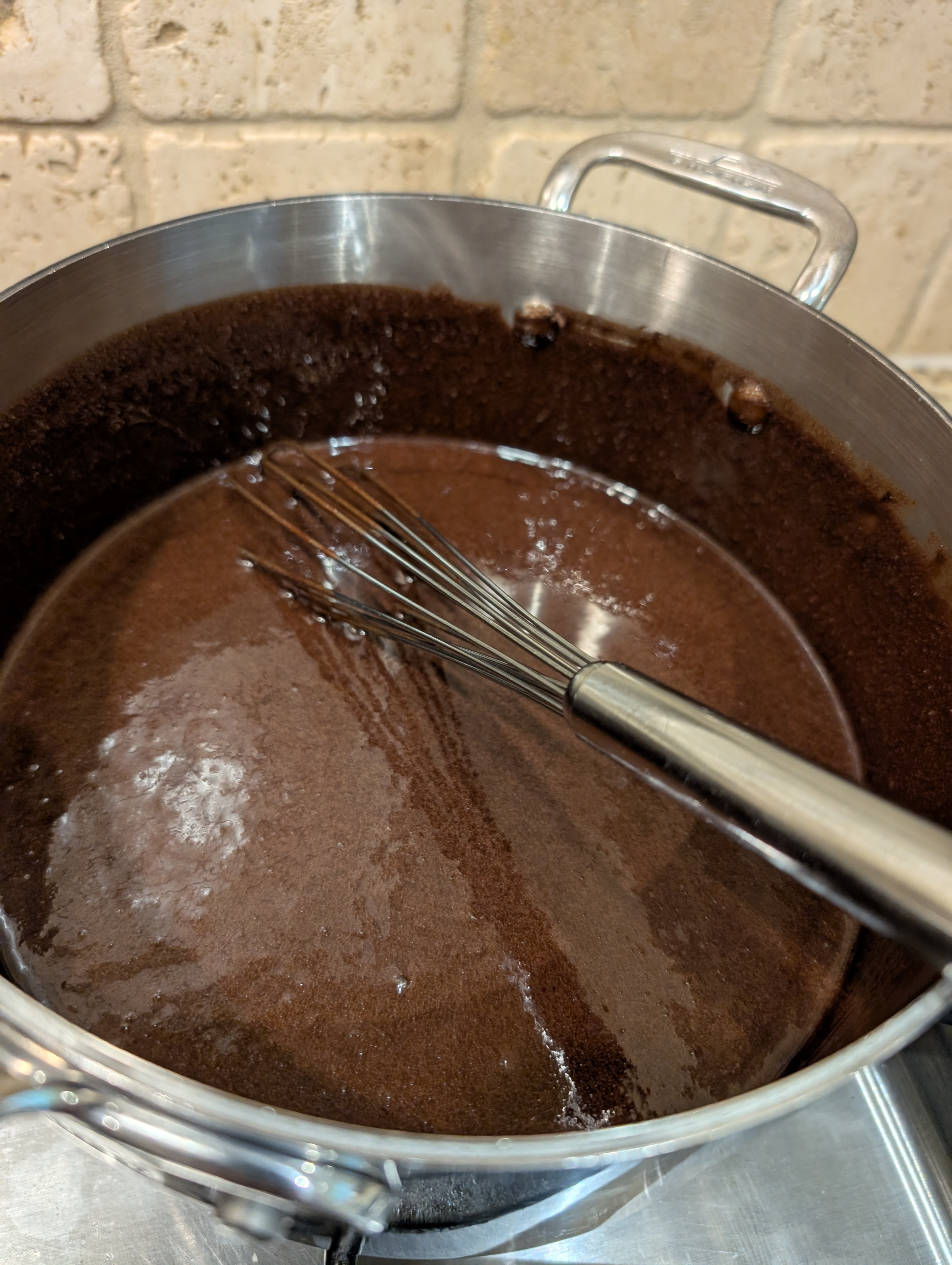 Hot fudge sauce in pot
