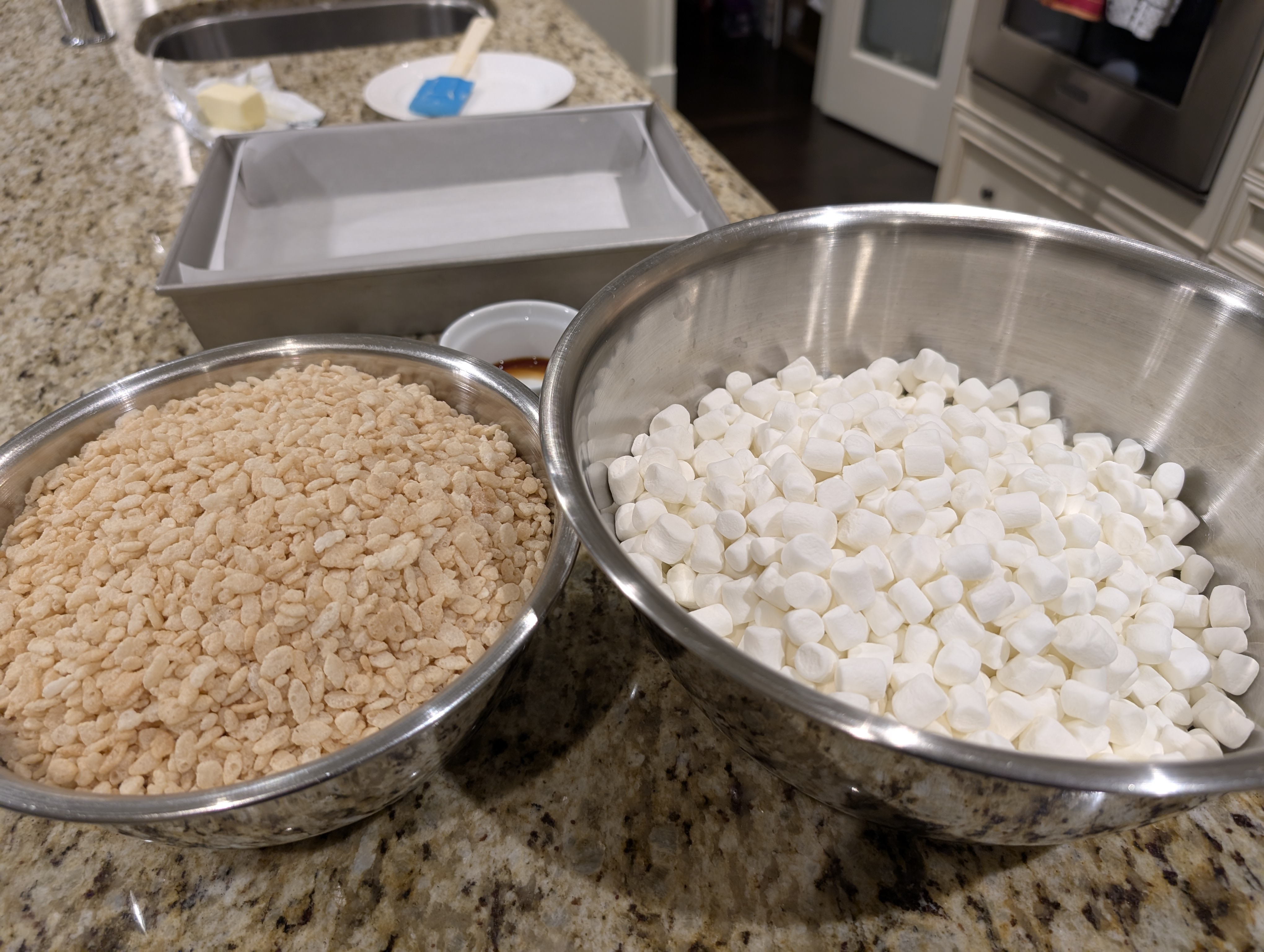 Rice crispy squares prep